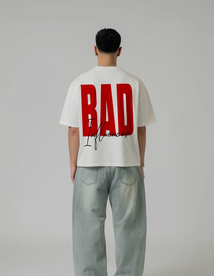 BAD Influencer Printed DropShoulder Tshirt - White