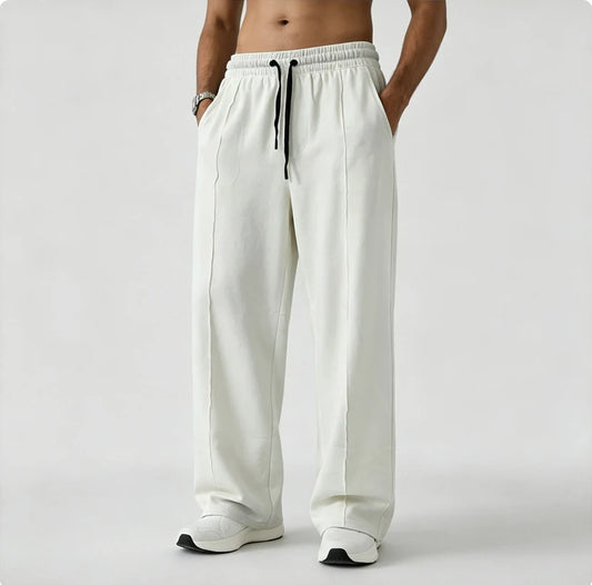 WHITE Pleated Baggy Trousers