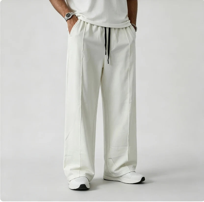 WHITE Pleated Baggy Trousers